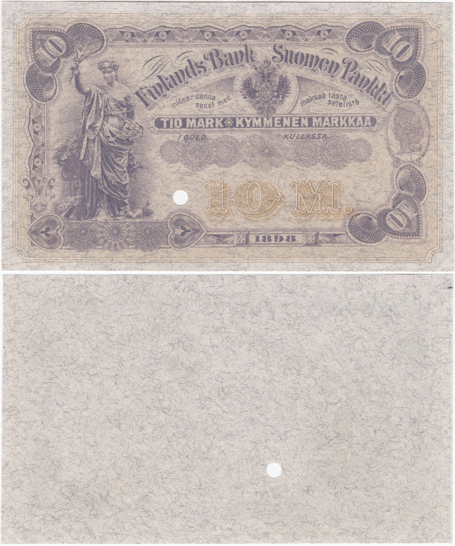 10 Markkaa 1898 \"SPECIMEN\" kl.9